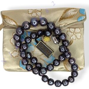 Honora Freshwater Pearl Necklace 925 Sterling Silver Peacock Purple Iridescent